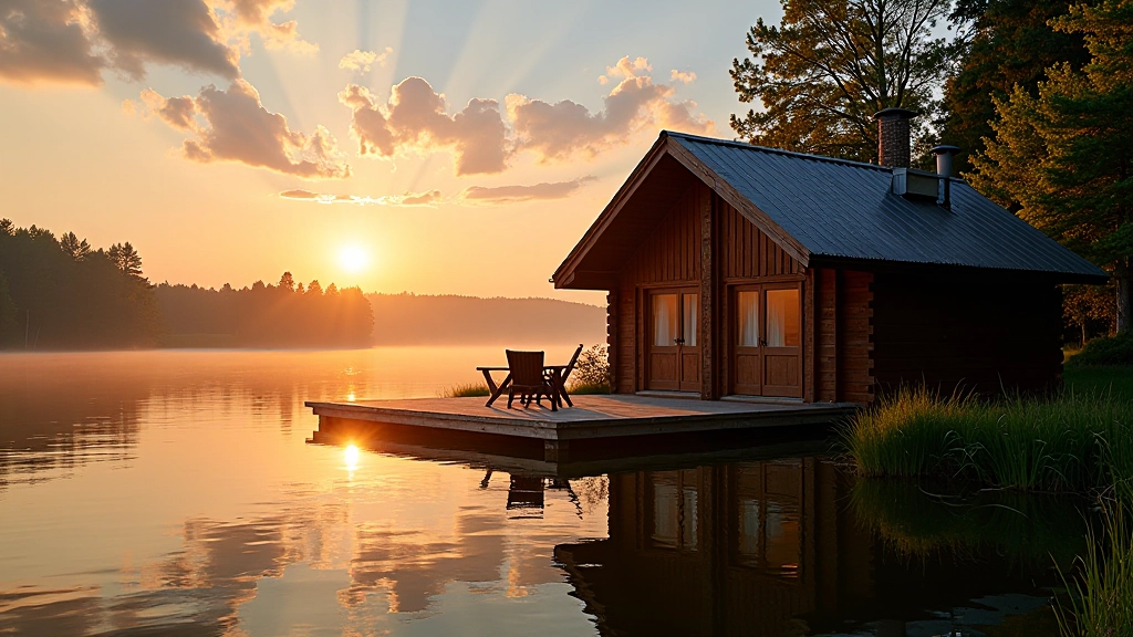 Serene lakeside cabin at Trakai with calm water views and peaceful retreat setting